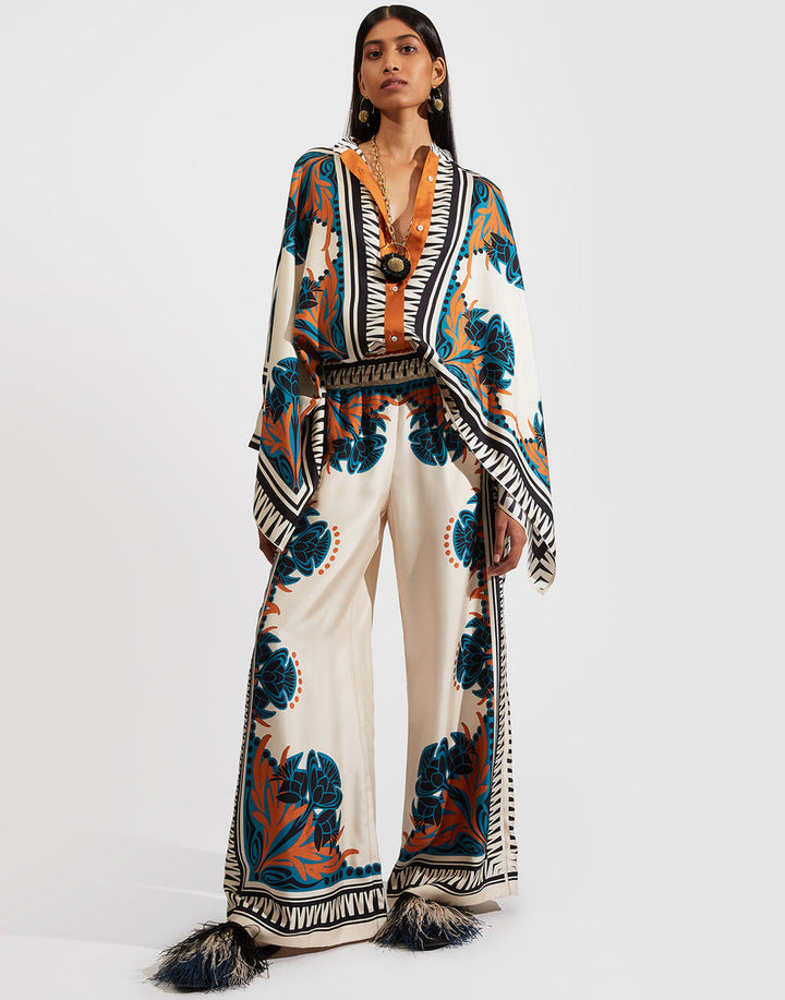 Damen Boho-Set mit Kimono-Oberteil und weit geschnittener Hose