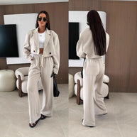 Damen sportliches Urlaubs-Set mit lässigem Blazer und hoch geschnittenem Oberteil WW
