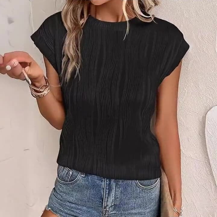Damen lässiges Plissee-Shirt mit modischem Schnitt und legerem Look WW