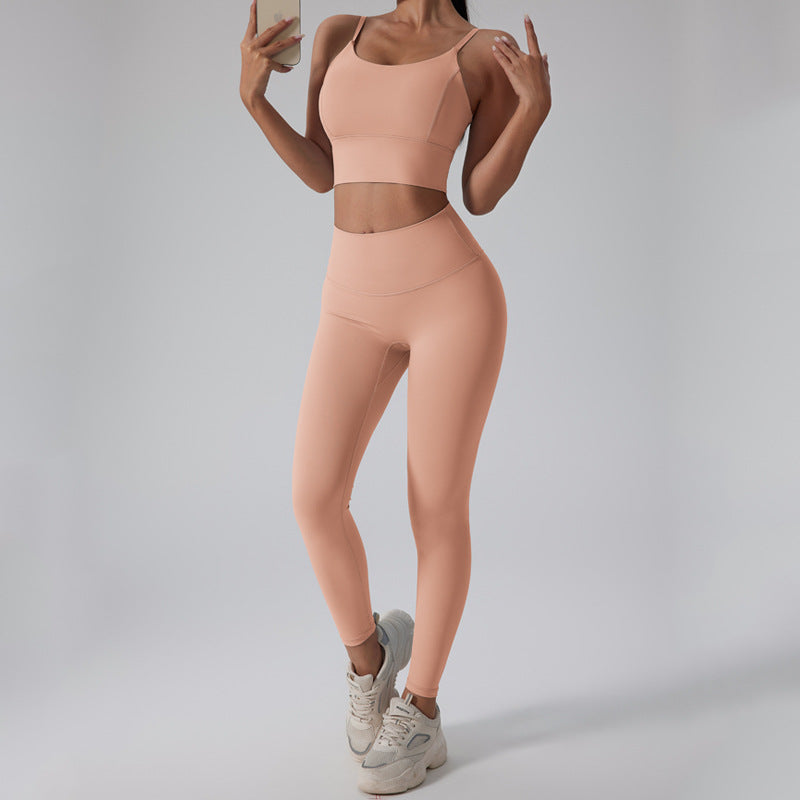 Damen Sportliches Set mit figurbetontem Top und Hochbund-Leggings WW