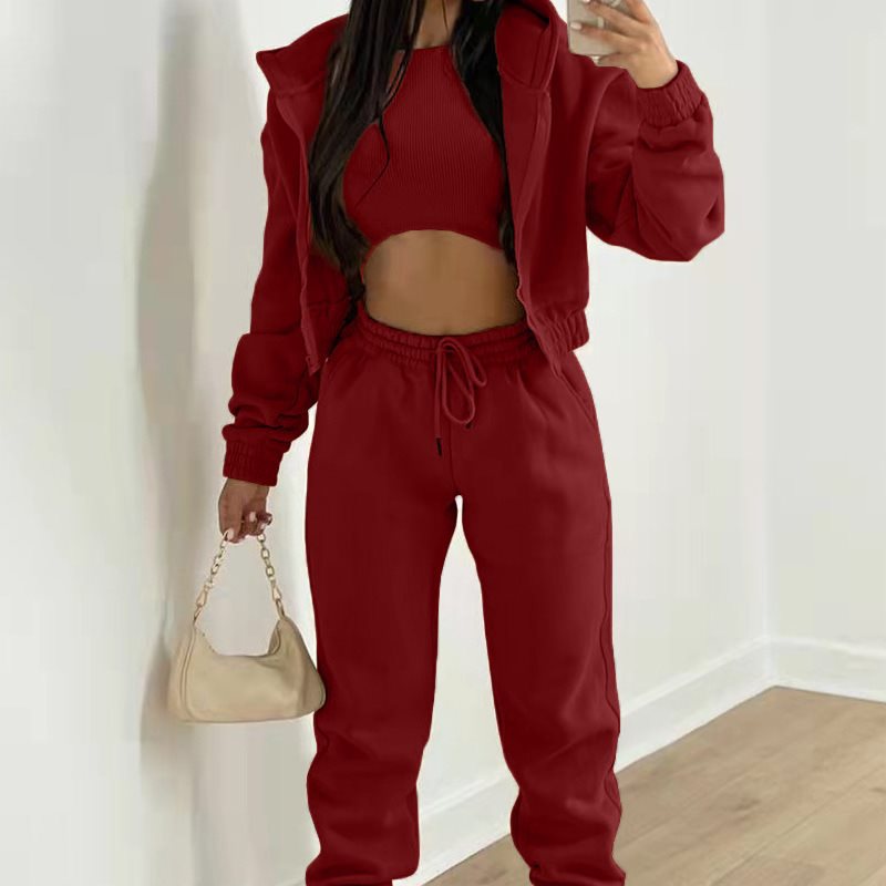 Damen sporty cropped Hoodie und Jogginghose Set WW