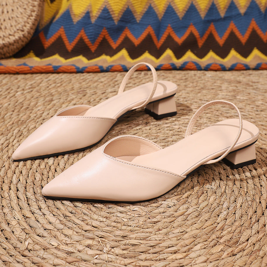 Damen Slingback Spitzen Einlage Ballerinas mit Blockabsatz WW