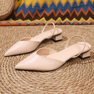 Damen Slingback Spitzen Einlage Ballerinas mit Blockabsatz WW