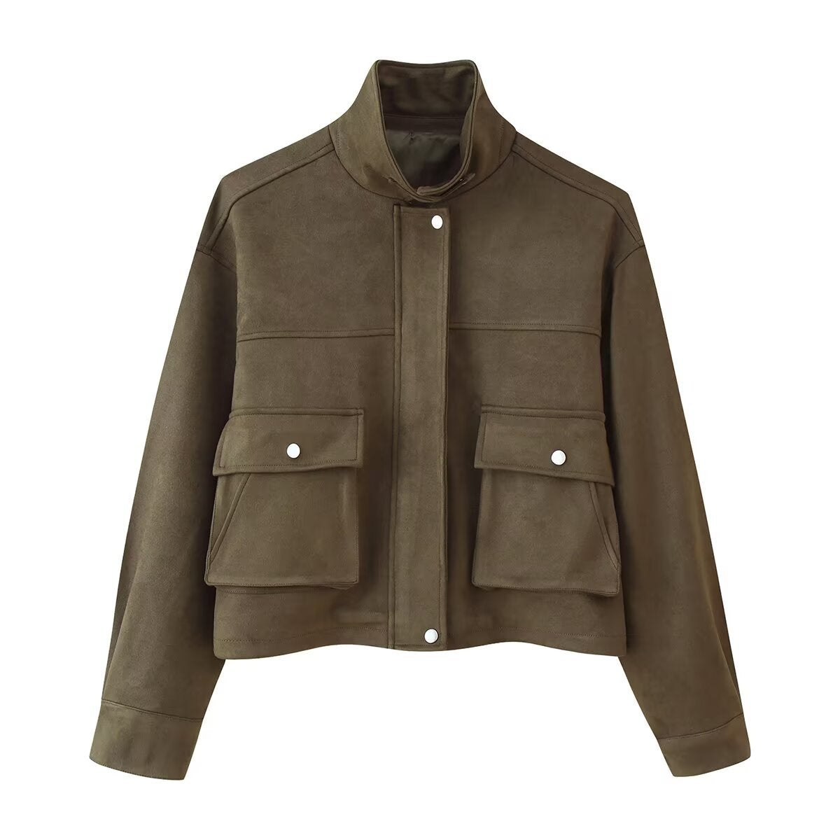 Damen Stilvolle Kurzjacke mit aufgesetzten Taschen WW