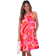 Damen ärmelloses Strandkleid mit schmeichelndem Schnitt und seitlichen Taschen WW