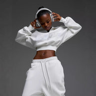 Damen Sportlicher Fleece-Loungewear-Anzug mit Reißverschluss WW