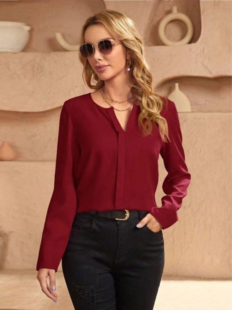 WW | Damen Satinbluse Imitation Seide Shirt