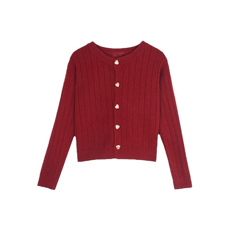 Damen Strickjacke mit dekorativem Knopfdesign und vertikalem Rippmuster WW