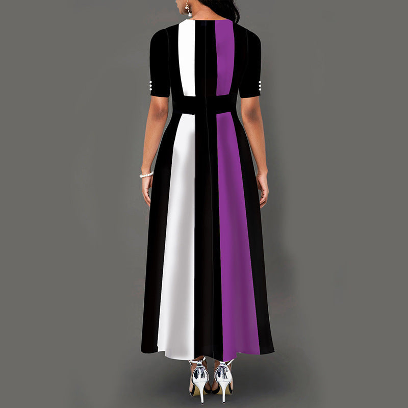 Frauen Farbblock Maxi Kleid WW