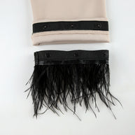 Damen schickes Anzug-Set mit eleganten Federn an den Ärmeln und hohem Bund WW