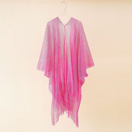 Damen Fransen-Kimono aus transparenter, luftiger Struktur WW