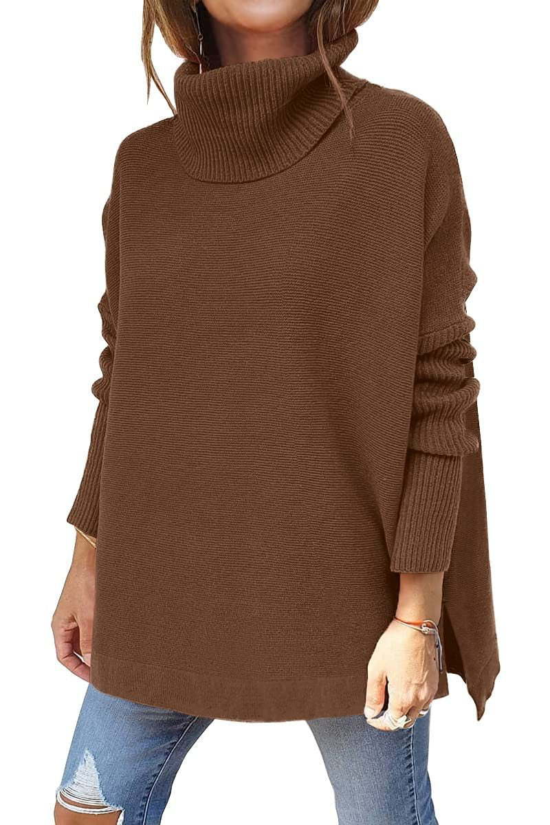 Damen Großer Rollkragenpullover mit strukturiertem Strickmuster und lässigem Schnitt W&W Mode
