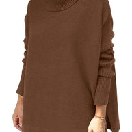 Damen Großer Rollkragenpullover mit strukturiertem Strickmuster und lässigem Schnitt WW