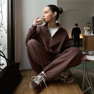 Damen Sportlicher Half-Zip Sweatpullover mit lockerem Schnitt und hochwertigen Materialien WW