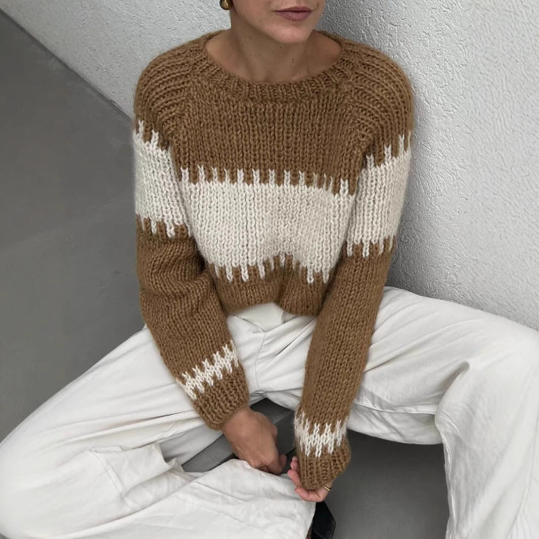 Damen gestrickter Oversized Pullover W&W Mode