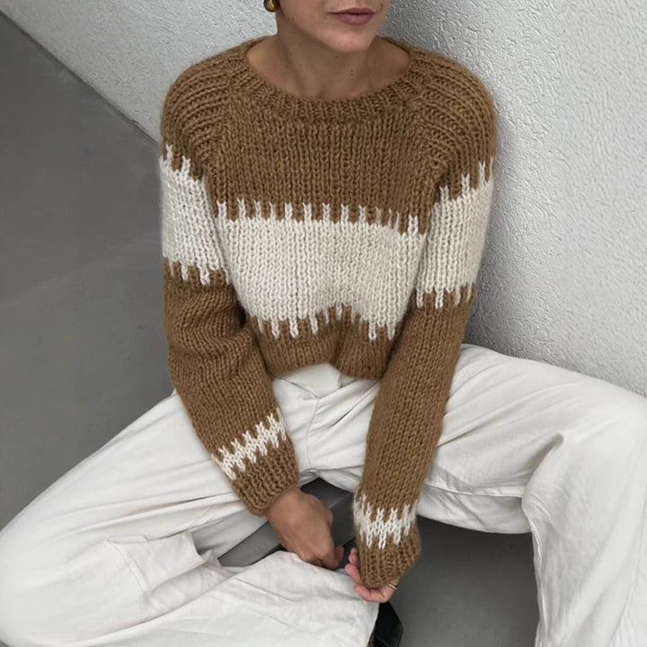 Damen gestrickter Oversized Pullover W&W Mode