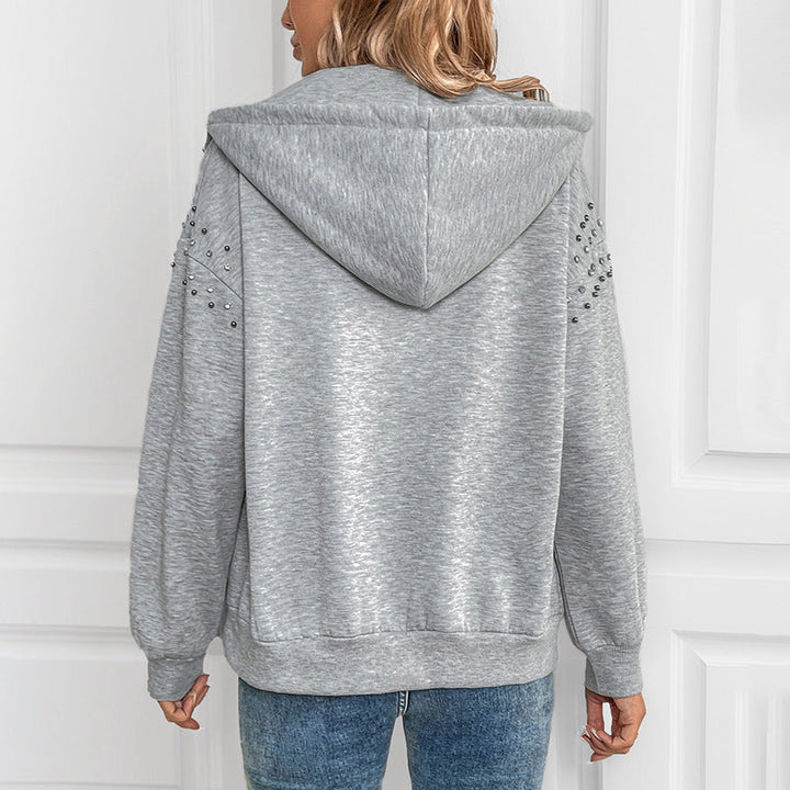 Damen Hoodie mit dekorativen Nieten und lässigem Schnitt W&W Mode