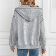 Damen Hoodie mit dekorativen Nieten und lässigem Schnitt WW