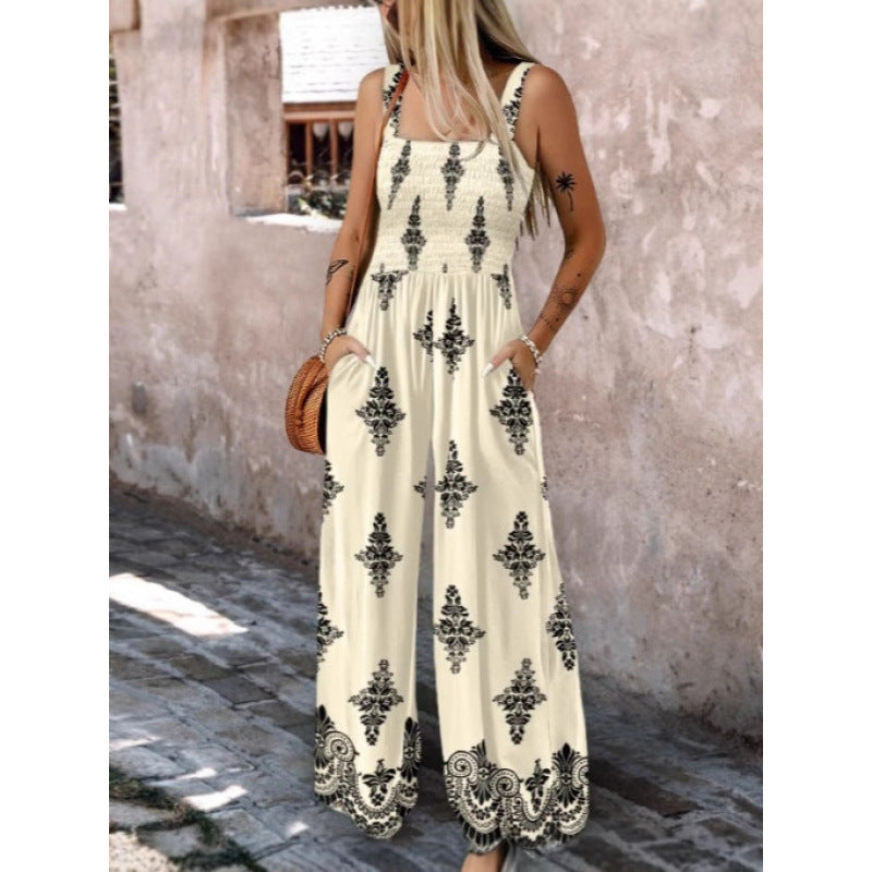 Damen Rüschenoberteil Weites Bein Jumpsuit WW