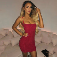 Damen Glitzerndes Minikleid mit Spaghettiträgern WW