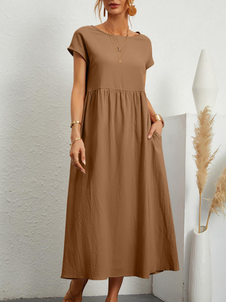 Damen Midikleid mit lässigem Schnitt und seitlichen Taschen W&W Mode