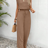 Damen luftiger Jumpsuit mit Rüschendetails und Gummibund WW