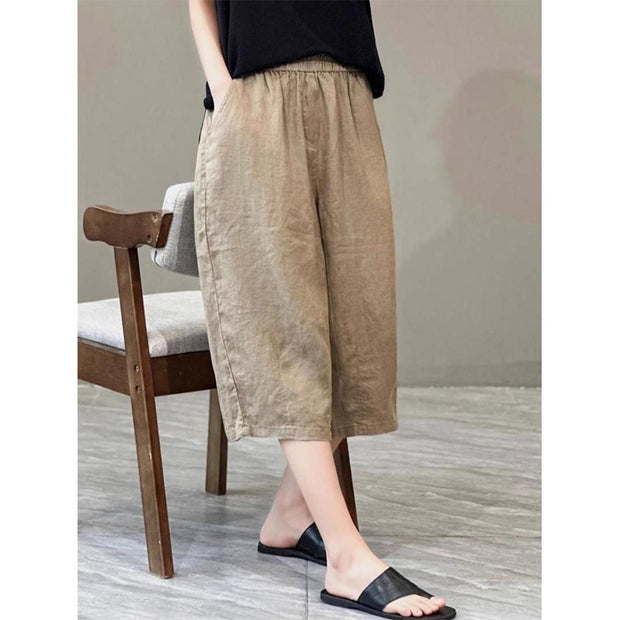 Damen Relaxed Fit Leinen Culotte Shorts WW