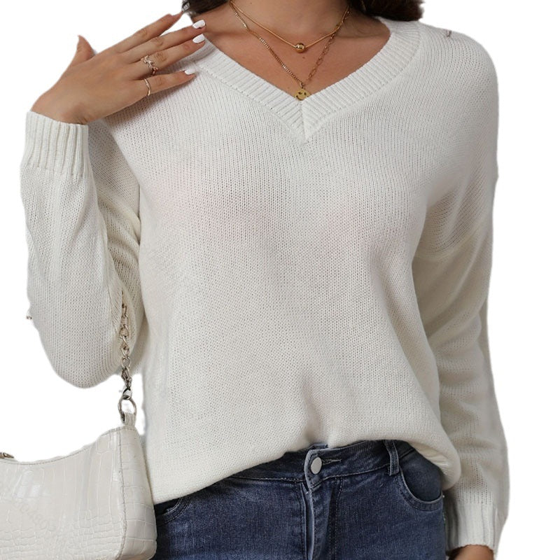 Damen Strickpullover mit V-Ausschnitt und eleganter Rippstruktur WW