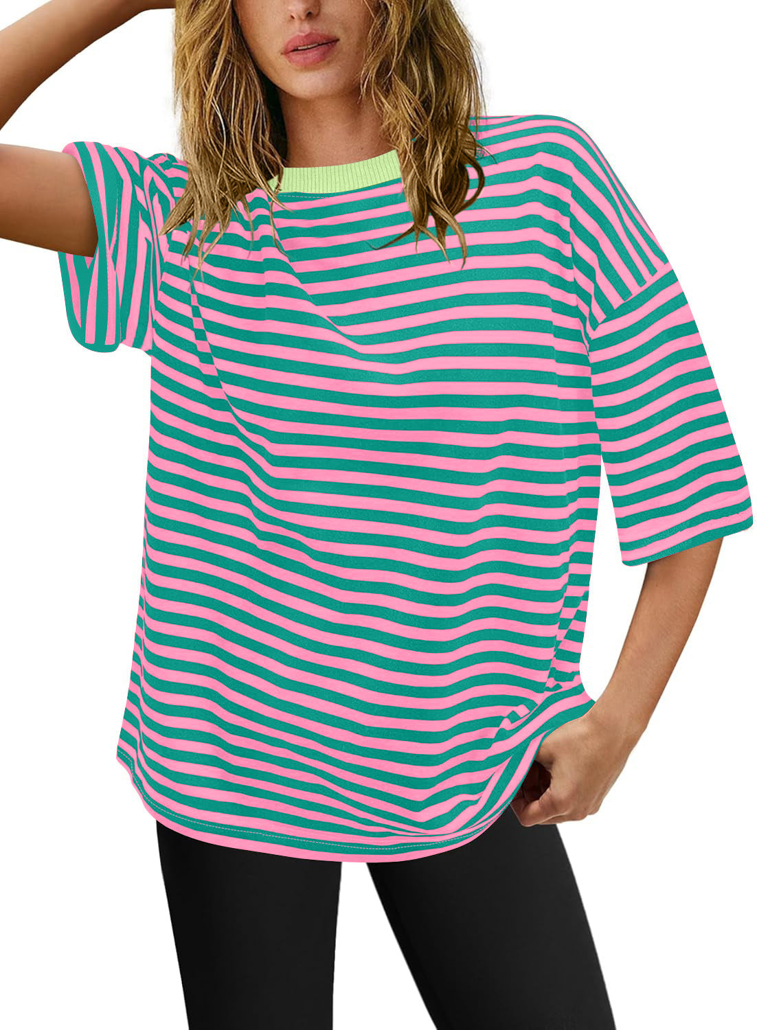 Damen Übergrößen T-Shirt mit Streifenmuster WW