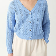 Damen Strickcardigan mit femininer Rüsche und Knopfdetails WW