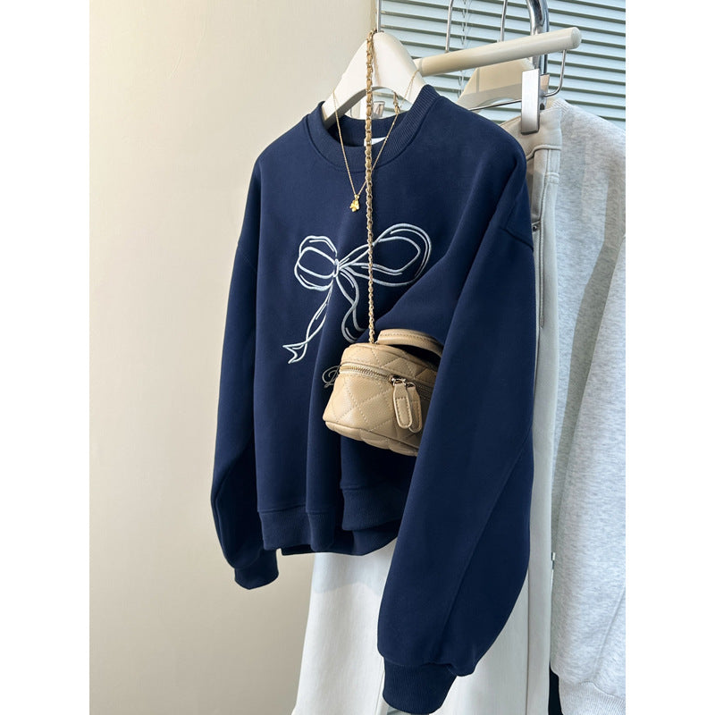 Damen Casual Sweatshirt mit verspieltem Schleifendetail WW