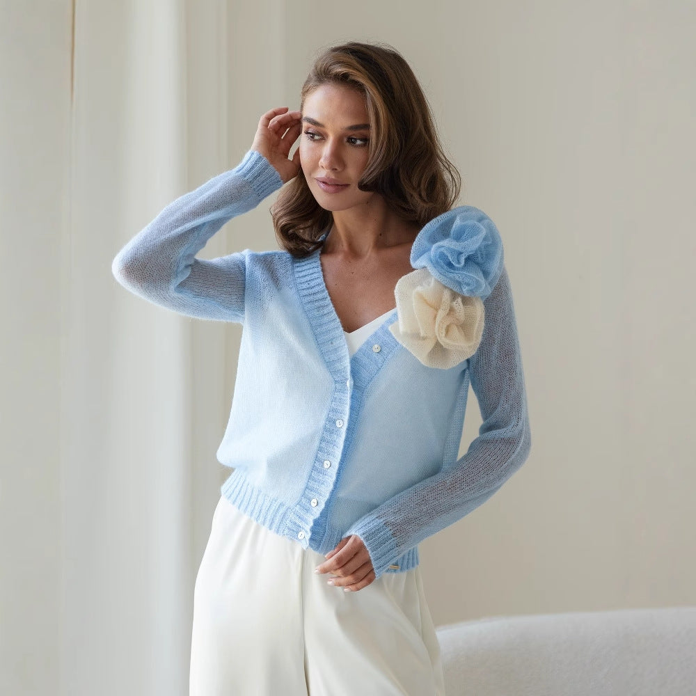 Damen Strickjacke mit tiefem V-Ausschnitt und praktischen Taschen WW