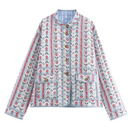 Damen Steppjacke mit floralen Mustern und praktischen Taschen WW