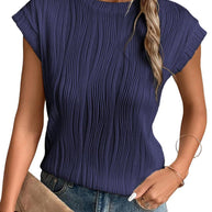 WW | Einfarbiges Rundhalsausschnitt Loose Kurzarm T-Shirt Top