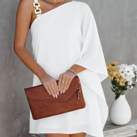 Damen asymmetrisches Minikleid mit dekorativem Schulterdetail und elegantem Design WW