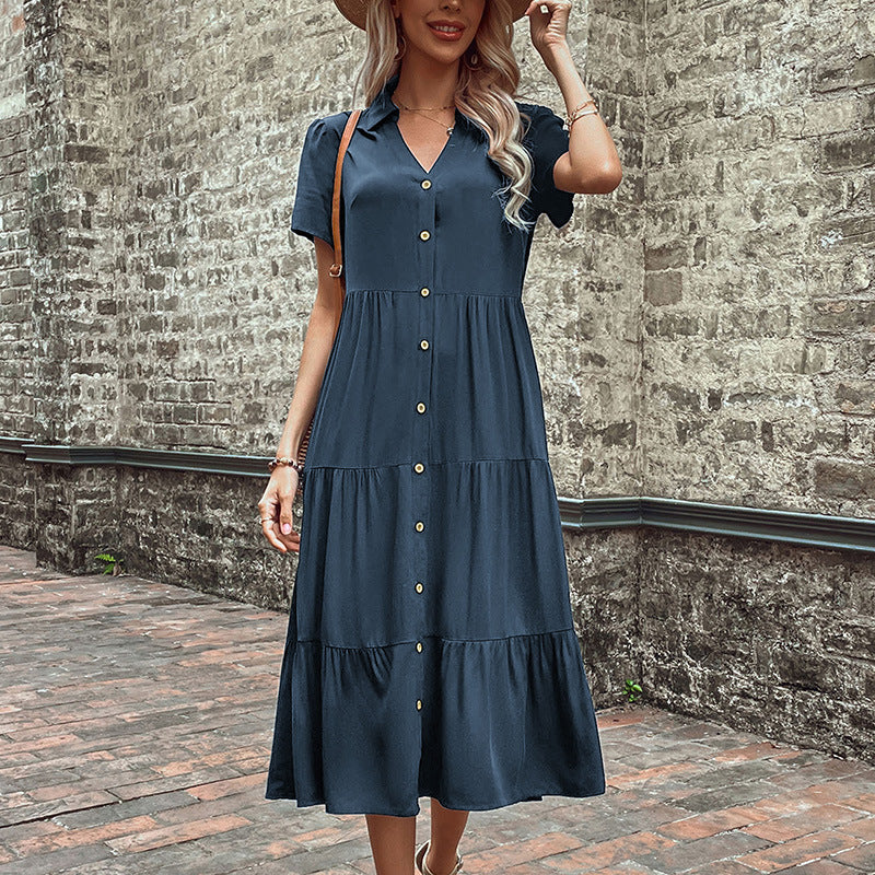 Damen Midi-Wickelkleid mit Knopfleiste und verspielten Rüschen WW