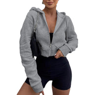 Damen cropped Hoodie mit Reißverschluss und lässigem Schnitt WW