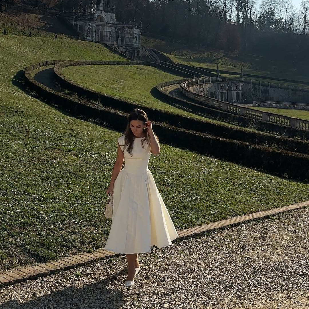 Damen A-linien Kleid mit elegantem Bustier-Oberteil und schwingendem Rock WW