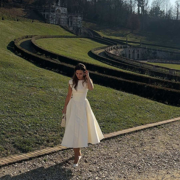 Damen A-linien Kleid mit elegantem Bustier-Oberteil und schwingendem Rock W&W Mode