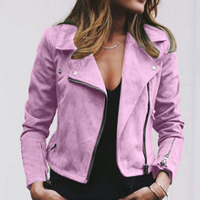 Damen Bikerjacke mit strukturiertem Wildleder-Look und asymmetrischem Reißverschluss WW
