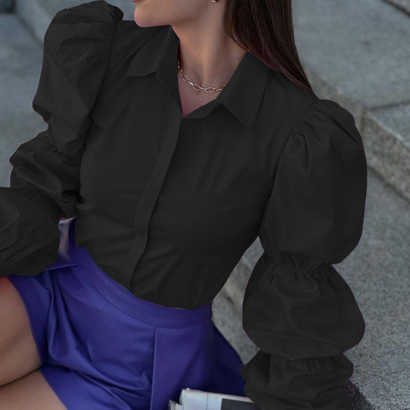 Damen Bluse mit voluminösen Puffärmeln und elegantem Schnitt WW