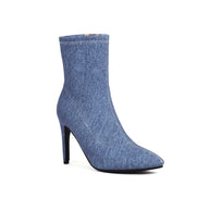 Damen Spitz-Zeh Denim Stiletto Booties WW