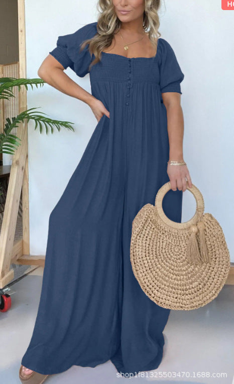 Damen Relaxed Fit Maxikleid mit Puffärmeln WW