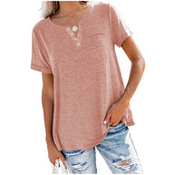 Damen Freizeit T-Shirt mit Knopfleiste und Brusttasche WW