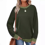 Damen bequemer Sweatshirt mit Raglanärmeln und dekorativem Kragen WW