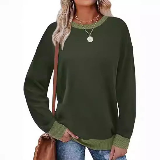 Damen bequemer Sweatshirt mit Raglanärmeln und dekorativem Kragen WW