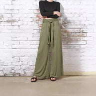 Damen Bequeme und stylische Weite Hose mit Taillengürtel WW