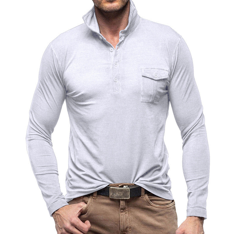 Herren Langarm Poloshirt mit modernem Stehkragen WW