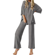 Damen Bequemer Schlafanzug mit Weitem Schnitt und Kurzarm WW