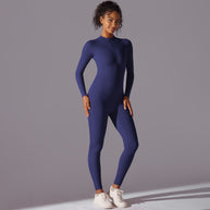 Damen Sportlicher Ganzkörperanzug mit Reißverschluss und elastischem Tragegefühl WW